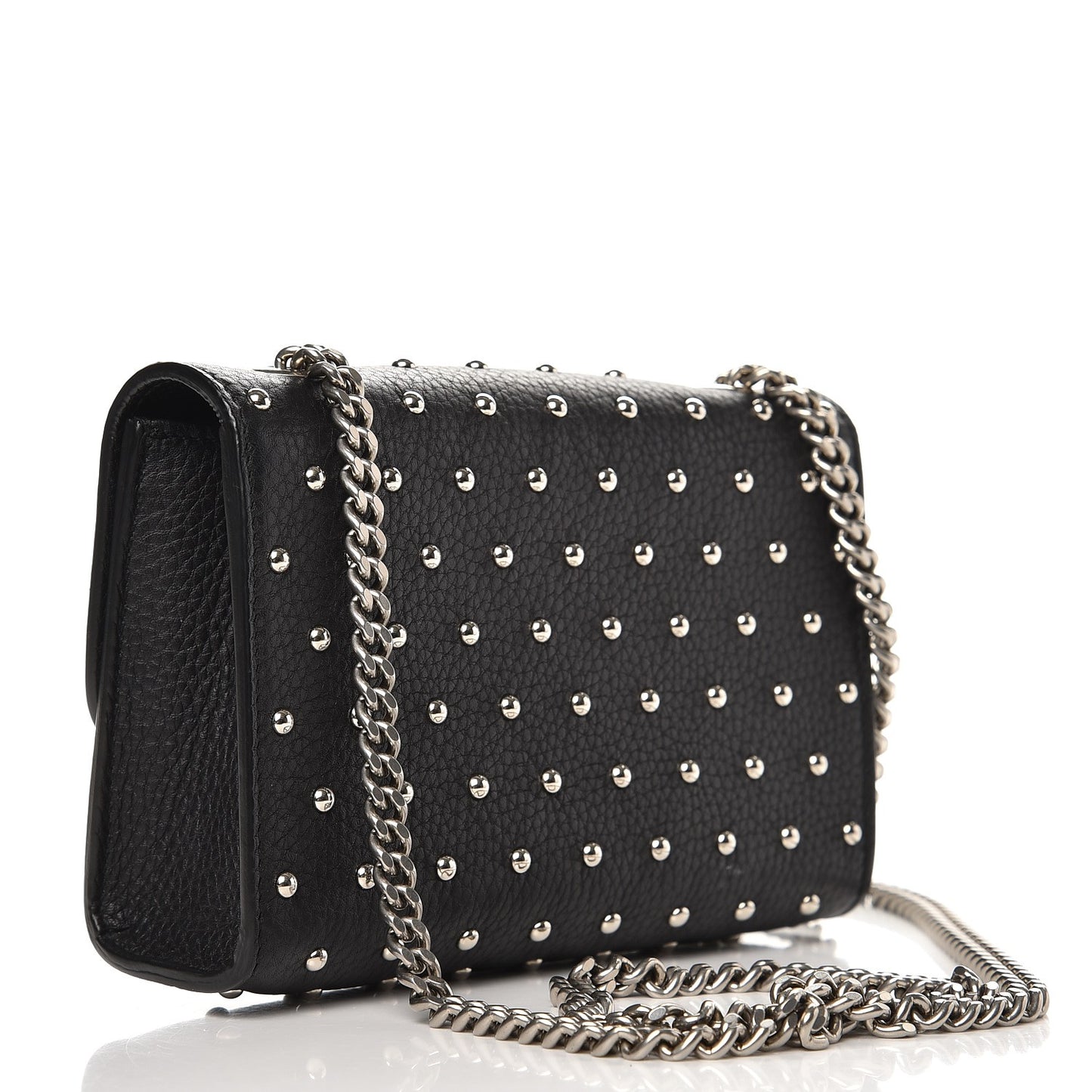Calfskin Small Studded Miss Bamboo Shoulder Bag Black