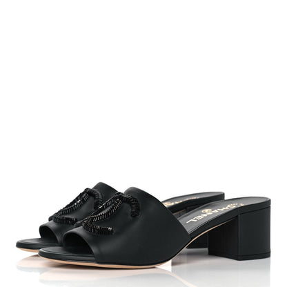 Chanel Lambskin Beaded CC Mule Sandal 38 Black 3 of 8