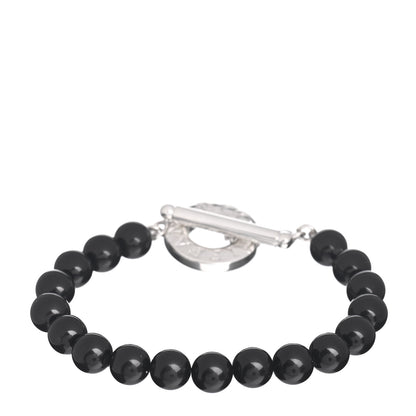 Tiffany Sterling Silver Black Onyx Bead Toggle Bracelet 1 of 4