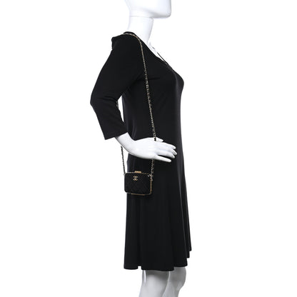 Chanel Glazed Goatskin Quilted Small Box With Chain Black 2 of 11