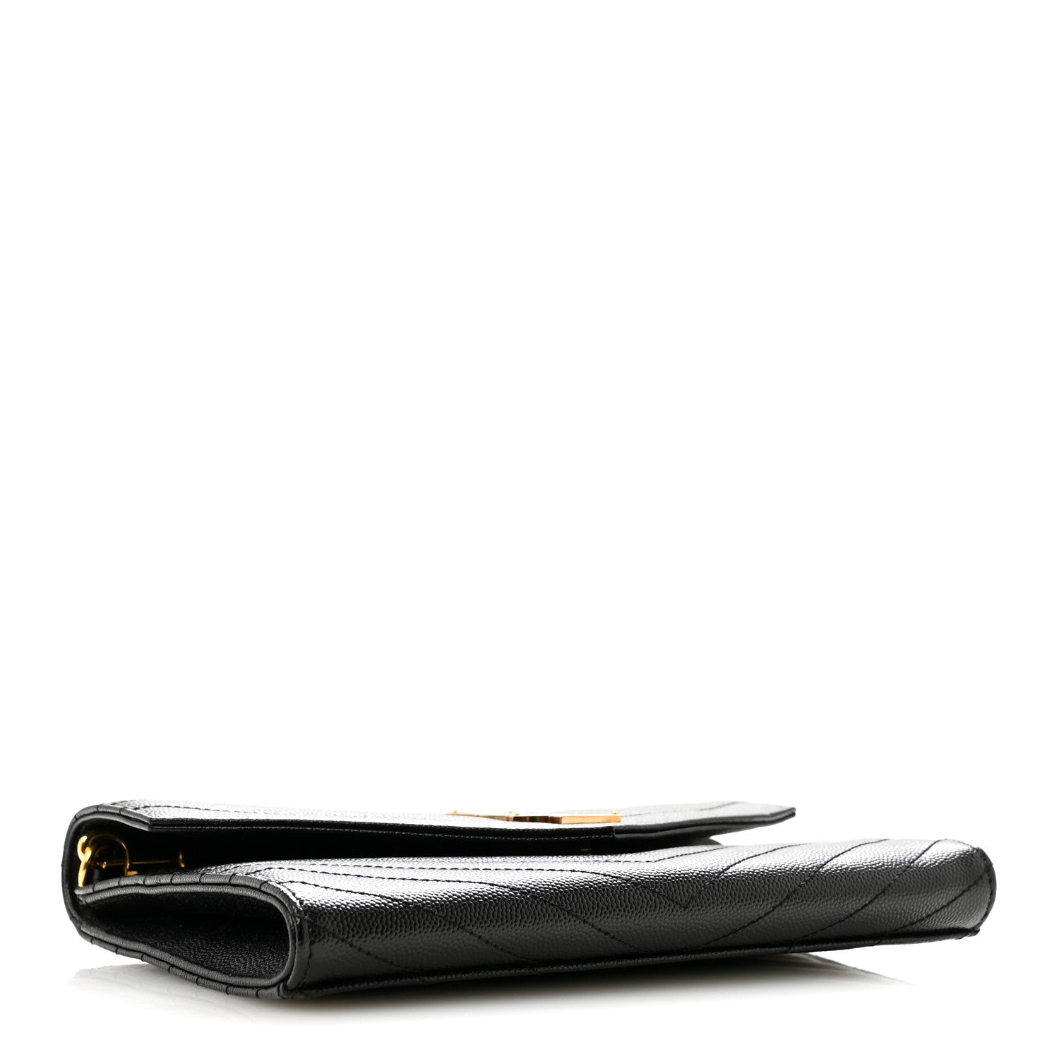 Saint Laurent Grain De Poudre Matelasse Chevron Monogram Envelope Clutch Black 4 of 9
