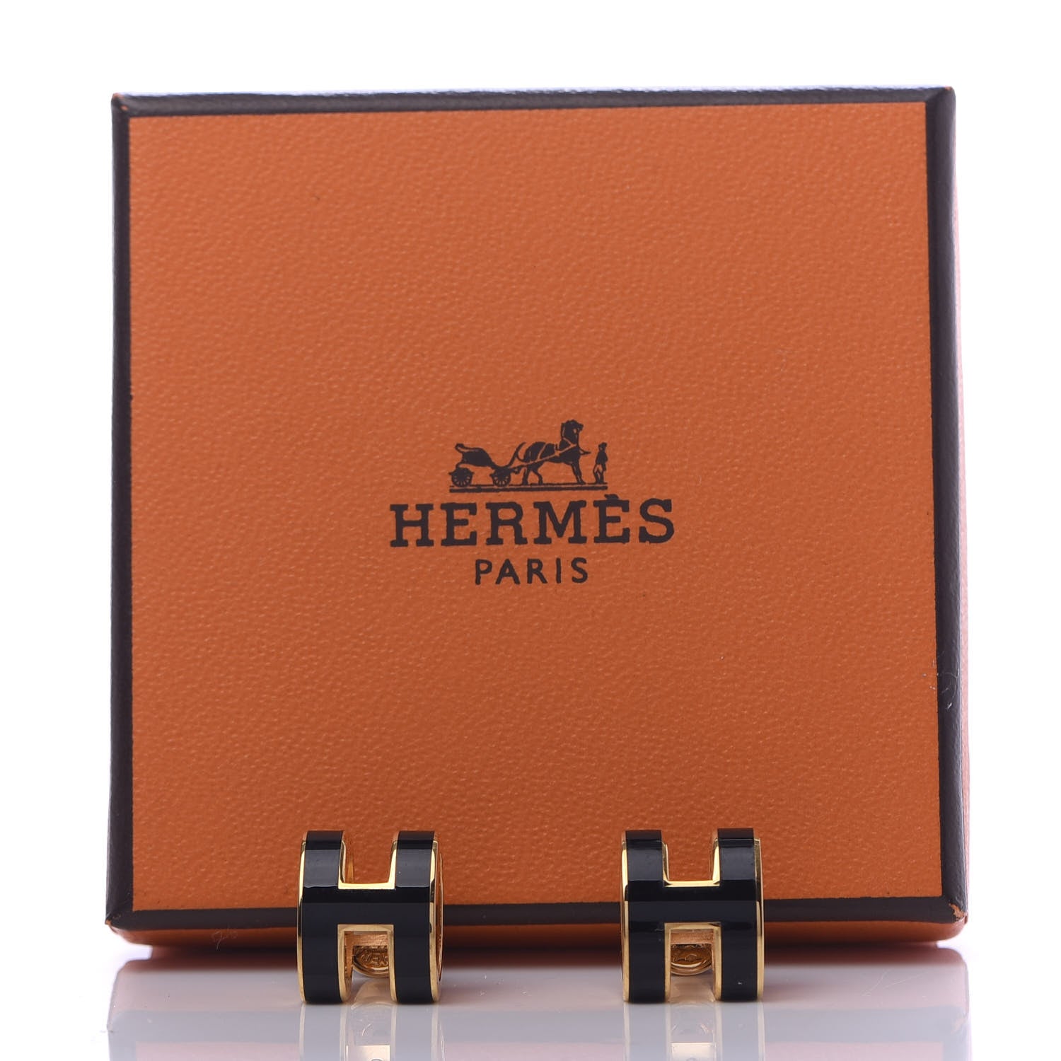 Hermes Gold Lacquered Pop H Earrings Black 6 of 6
