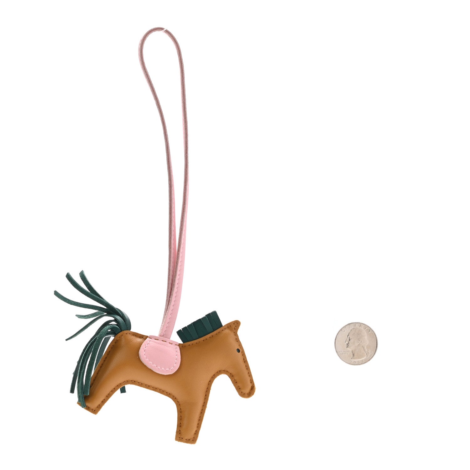 Hermes Milo Lambskin Grigri Rodeo Horse Bag Charm PM Sesame Malachite Rose Sakura 2 of 4