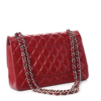 Chanel Caviar Quilted Jumbo Double Flap Dark Red 3 of 13
