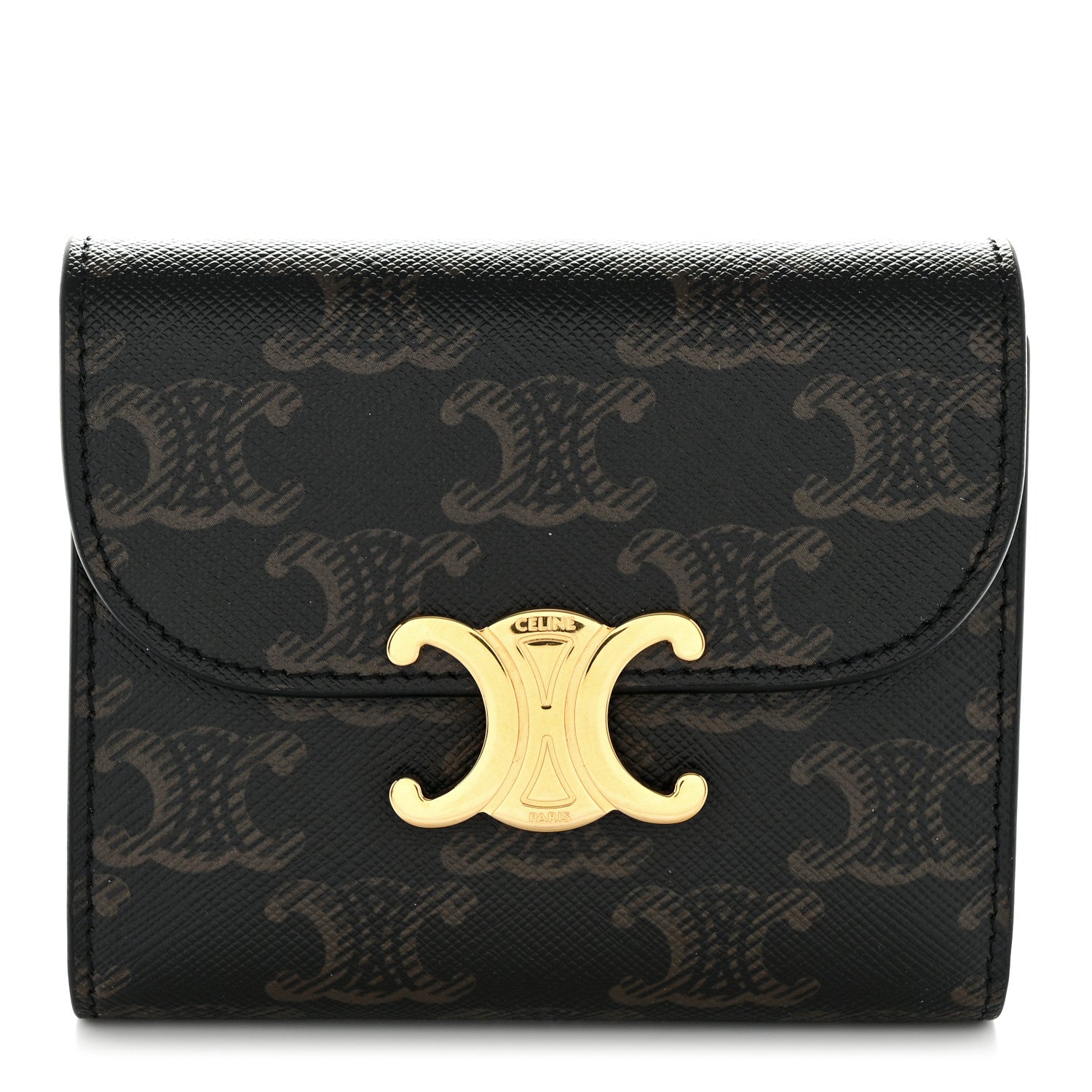 Celine Triomphe Canvas Small Triomphe Wallet Tan 1 of 9