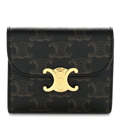 Celine Triomphe Canvas Small Triomphe Wallet Tan 1 of 9