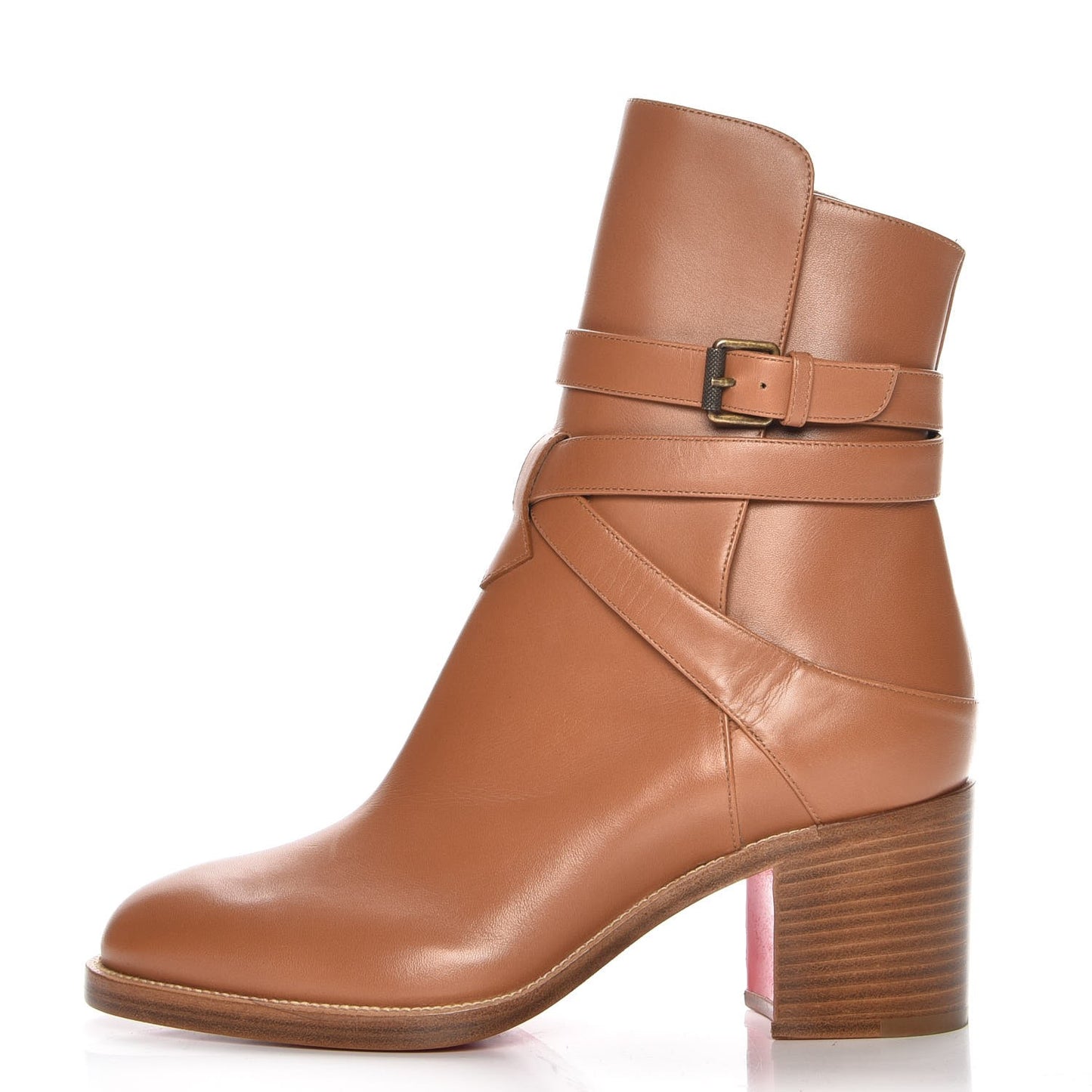 Calfskin Karistrap 70 Ankle Boots 36.5 Cuoio