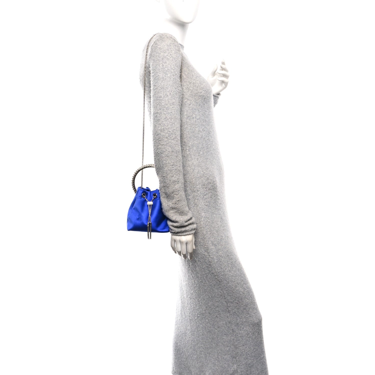 Jimmy Choo Satin Crystal Embellished Bon Bon Bag Blue 1848402