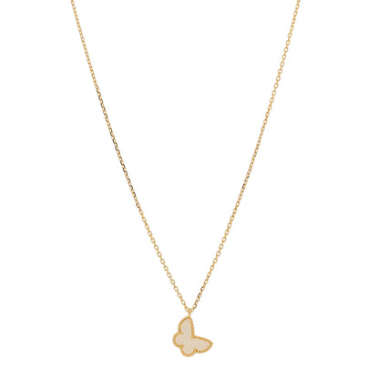 Van Cleef & Arpels 18K Yellow Gold Mother of Pearl Sweet Alhambra Butterfly Pendant Necklace 1 of 6