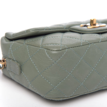 Chanel Sheepskin Quilted Trapezio Camera Case Green 10 of 12