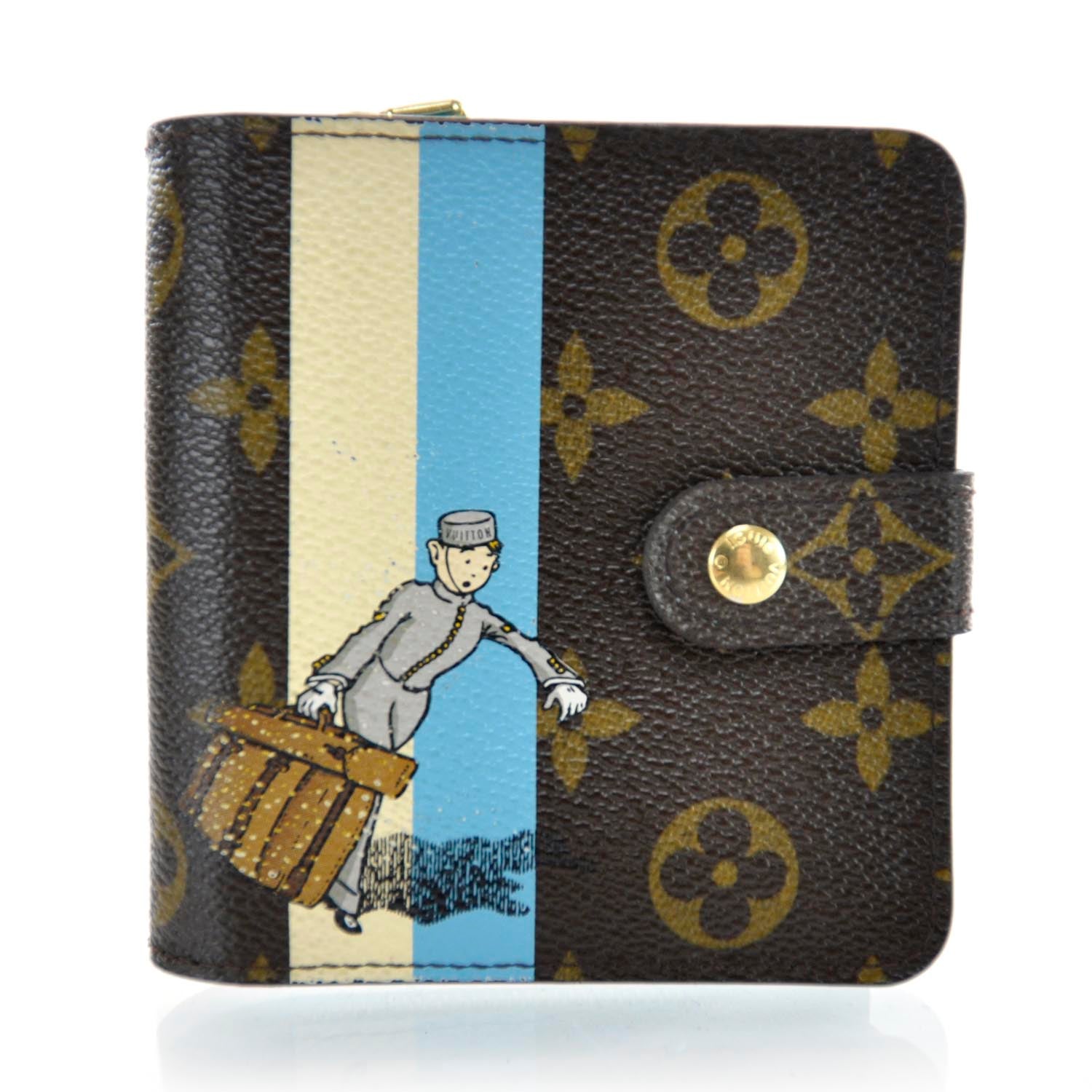 Louis Vuitton Monogram Groom Compact Zip Wallet Blue 1 of 7