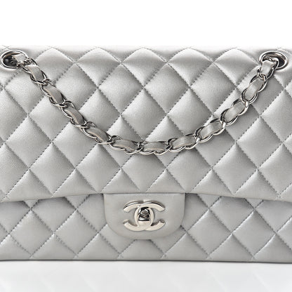Chanel Metallic Lambskin Quilted Medium Double Flap Silver 8 of 10