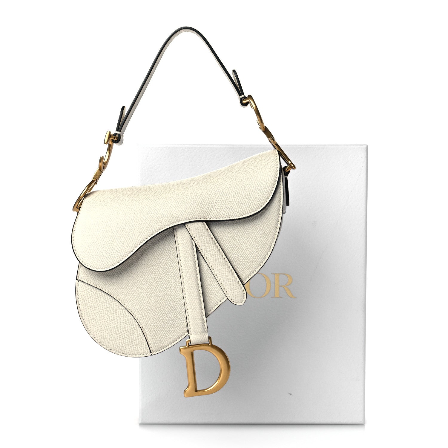 Christian Dior Grained Calfskin Mini Saddle Bag White 10 of 10