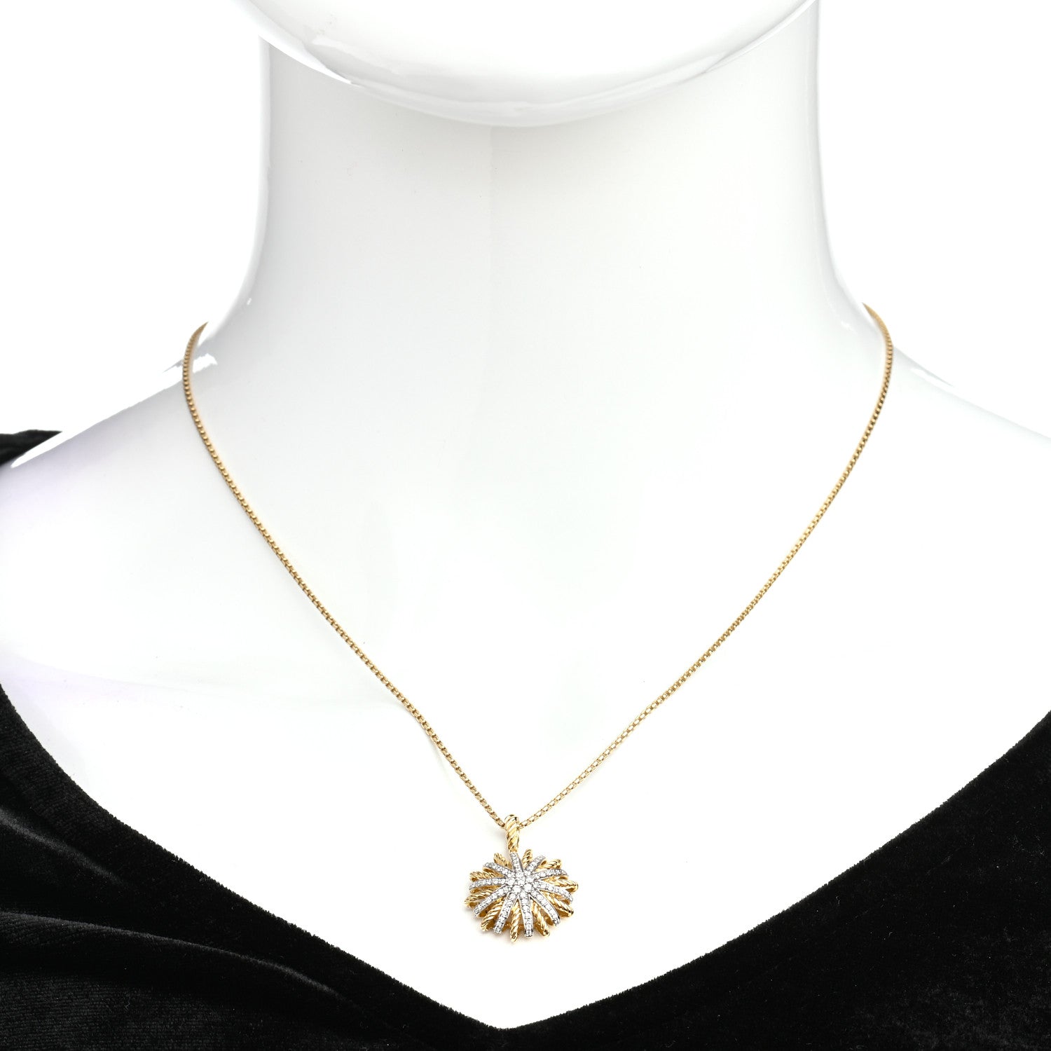David Yurman 18K Yellow Gold Diamond Starburst Constellation Necklace 2 of 5