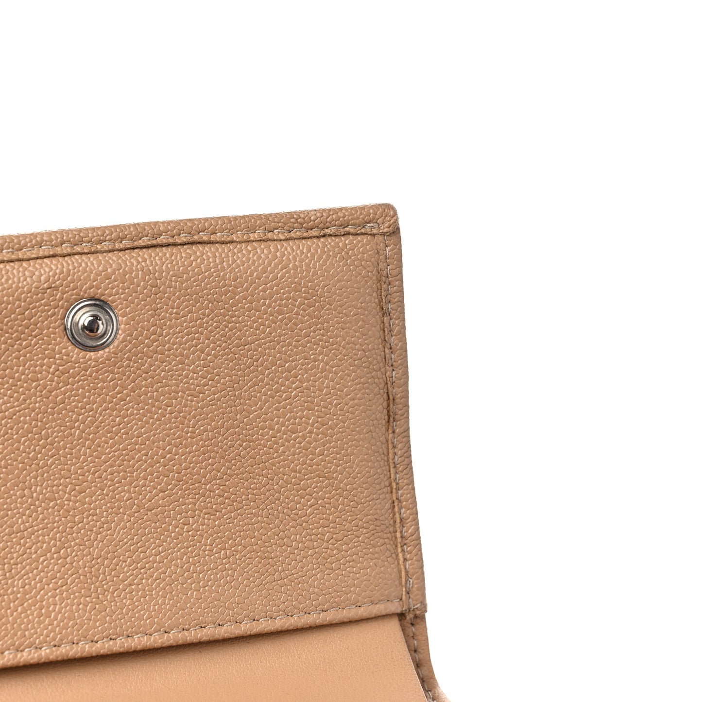 Caviar Quilted Small Boy Flap Wallet Beige