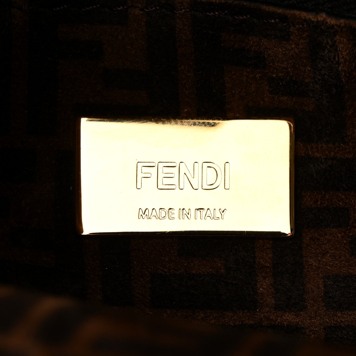 Fendi Vitello Seta Suede FF Mini Peekaboo Iconic Satchel Uovo Sigaro Marrone 7 of 12