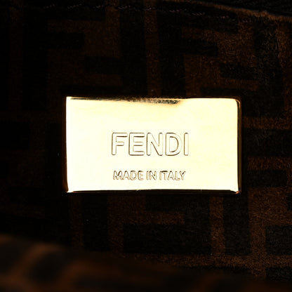 Fendi Vitello Seta Suede FF Mini Peekaboo Iconic Satchel Uovo Sigaro Marrone 7 of 12