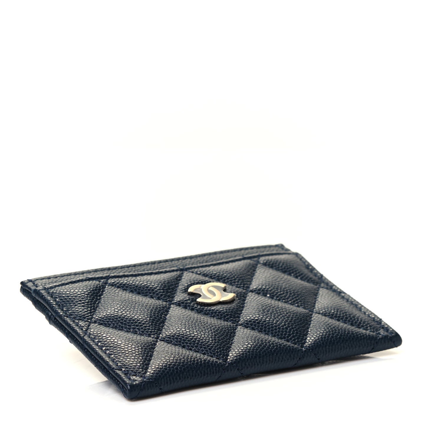 Caviar Quilted Card Holder Navy