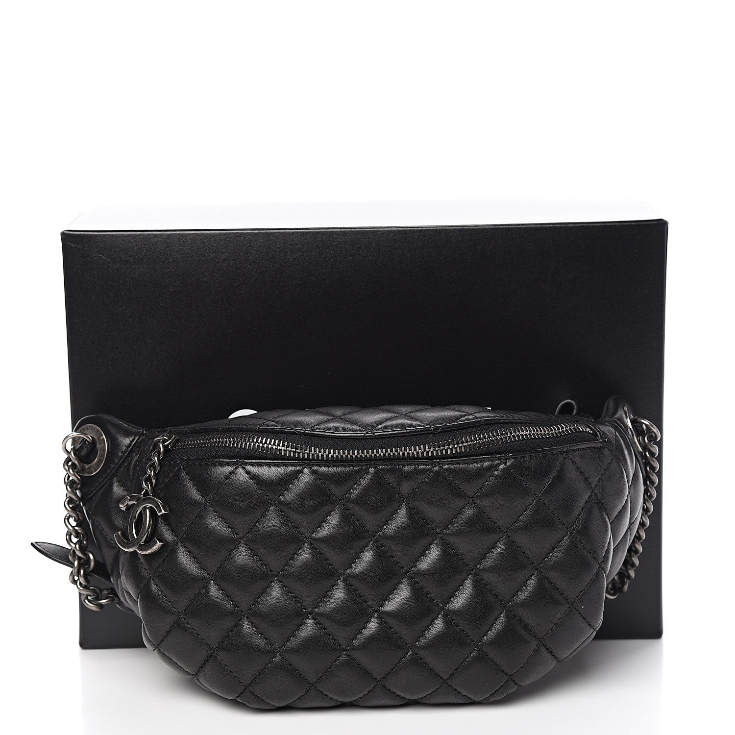Chanel Lambskin Quilted Banane Waist Bag Fanny Pack Black 10 of 10
