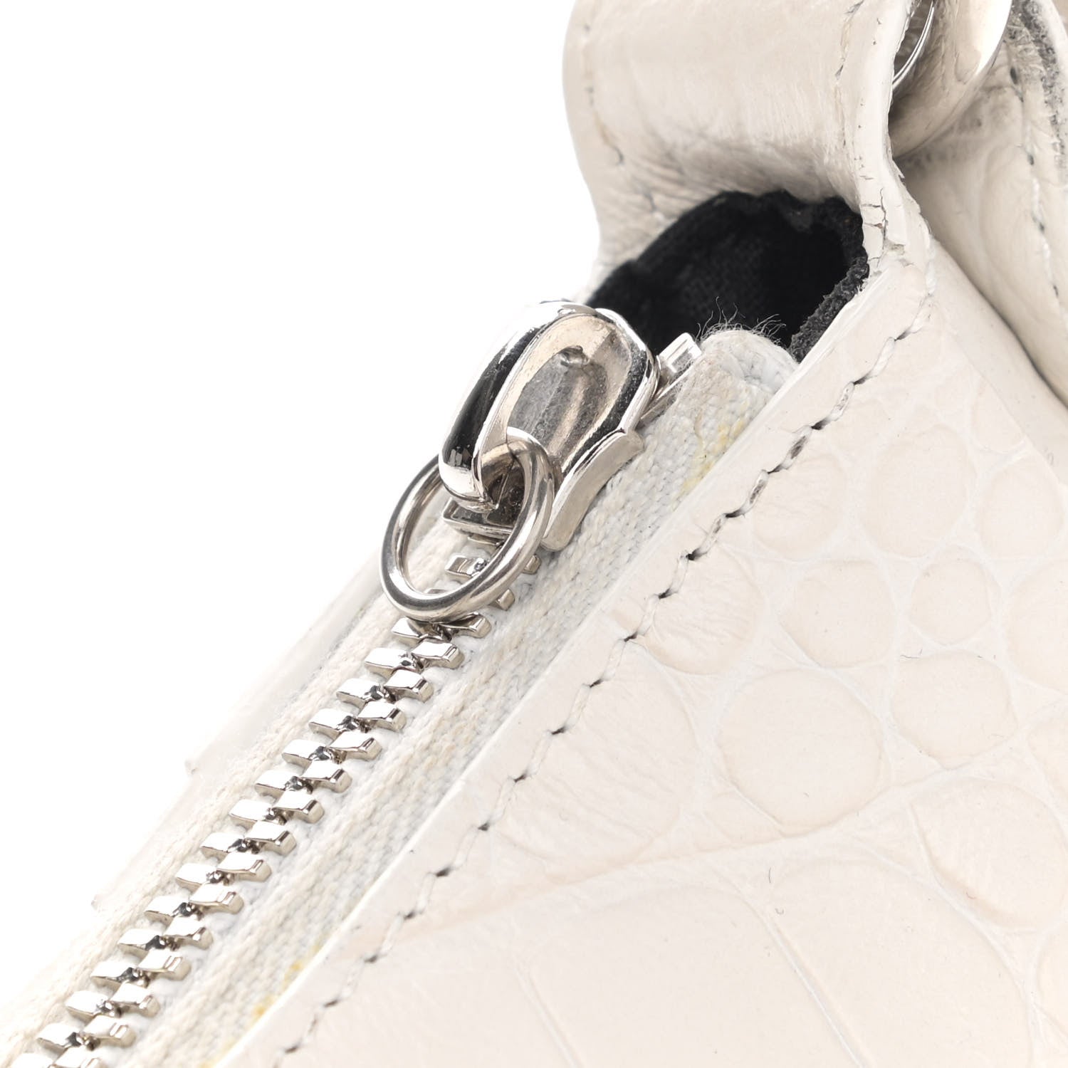 Balenciaga Extra Supple Calfskin Crocodile Embossed Le Cagole Shoulder Bag XS White 10 of 14