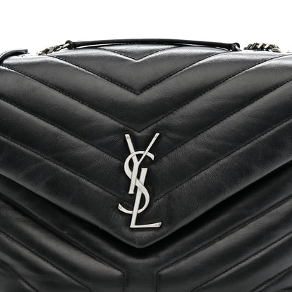 Saint Laurent Calfskin Y Quilted Monogram Medium Loulou Chain Satchel Black 9 of 17