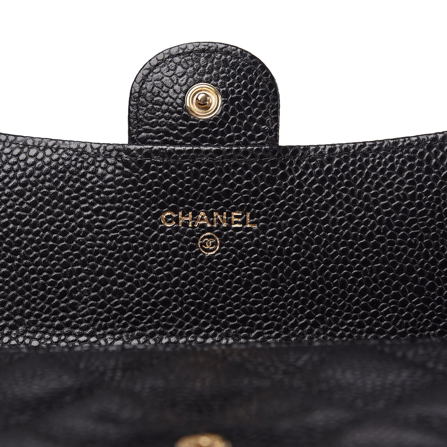 Caviar Quilted Large Gusset Flap Wallet Black
