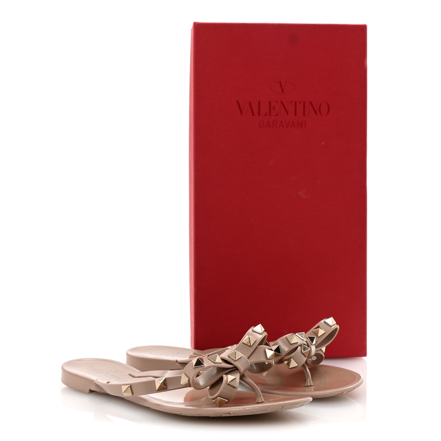 Valentino Garavani PVC Jelly Rockstud Bow Thong Sandals 35 Poudre 9 of 9
