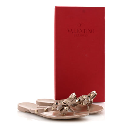 Valentino Garavani PVC Jelly Rockstud Bow Thong Sandals 35 Poudre 9 of 9
