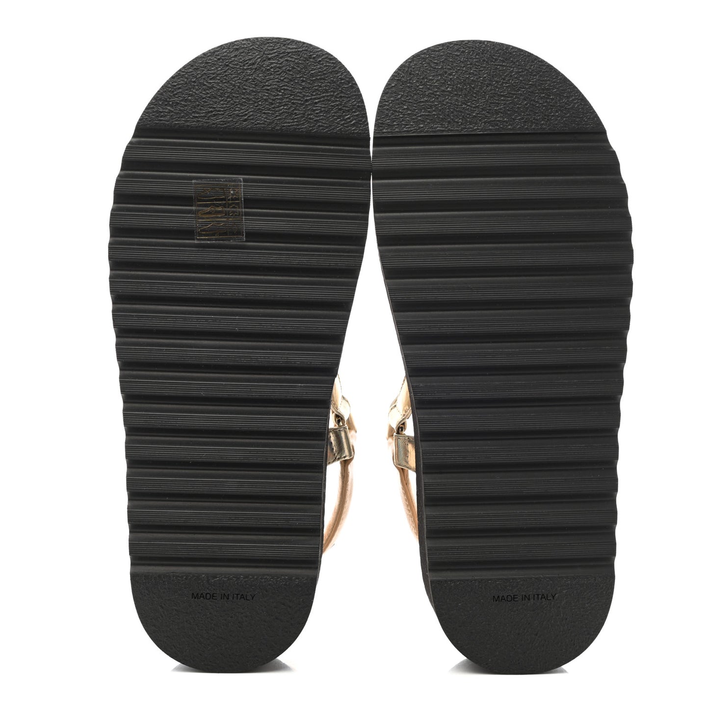 Lambskin Logo Platform Sandals 37 Beige Gold White
