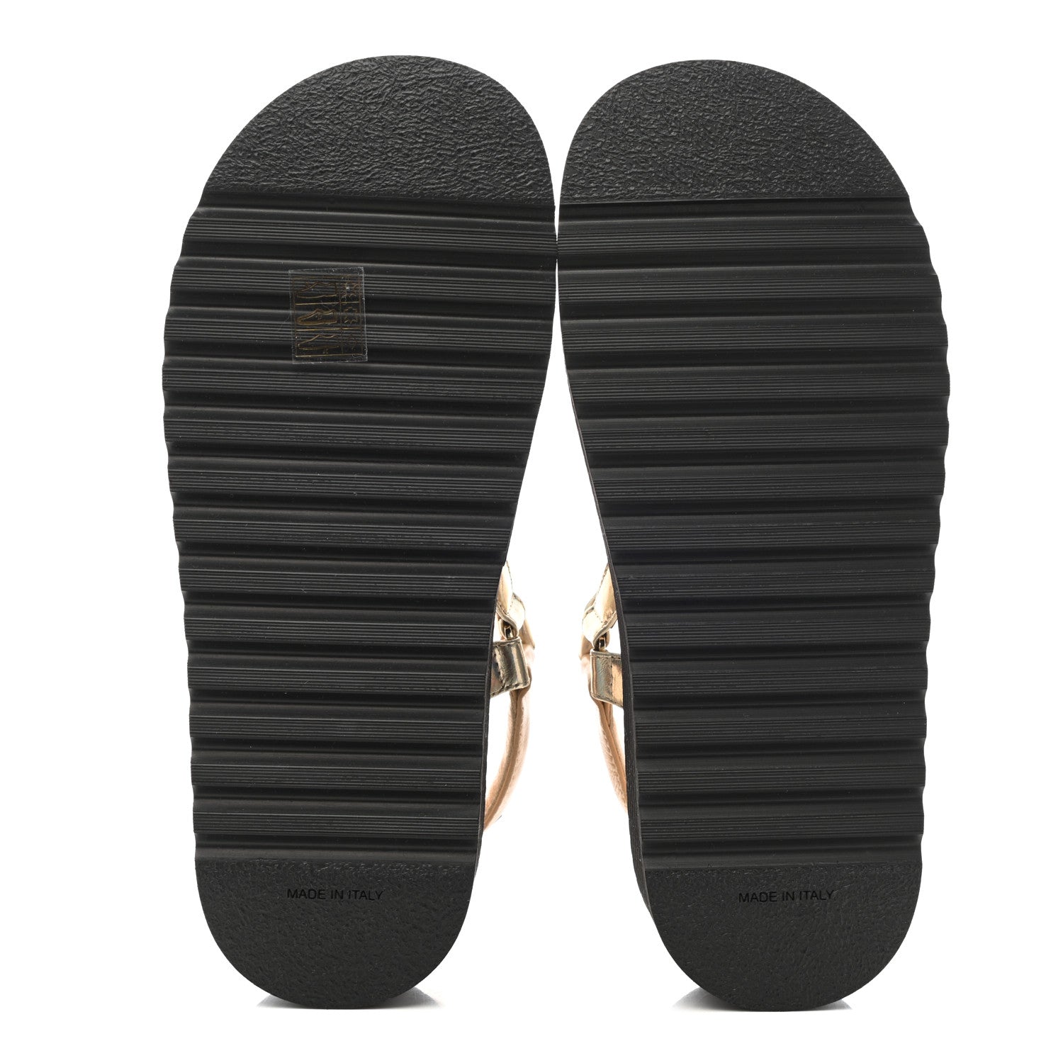 Chanel Lambskin Logo Platform Sandals 37 Beige Gold White 5 of 9