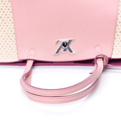 Louis Vuitton Calfskin Perforated Lockme Cabas Rose Poudre Creme 9 of 11