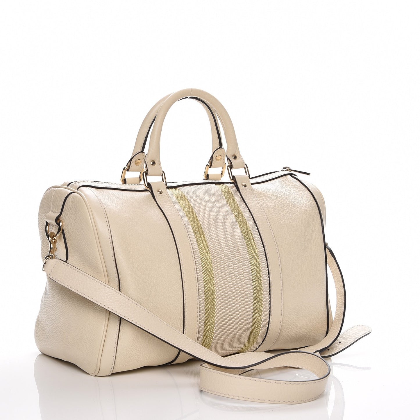 Calfskin Vintage Web Medium Boston Mystic White