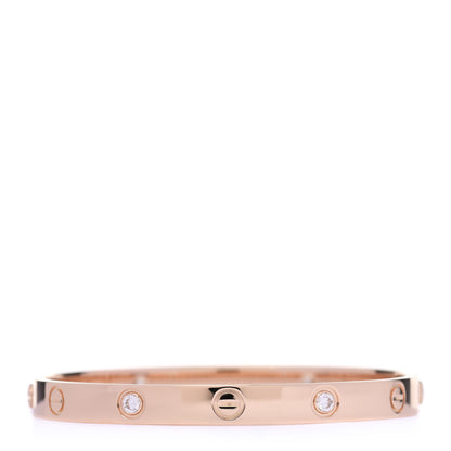 Cartier 18K Pink Gold 4 Diamond LOVE Bracelet 17 3 of 5