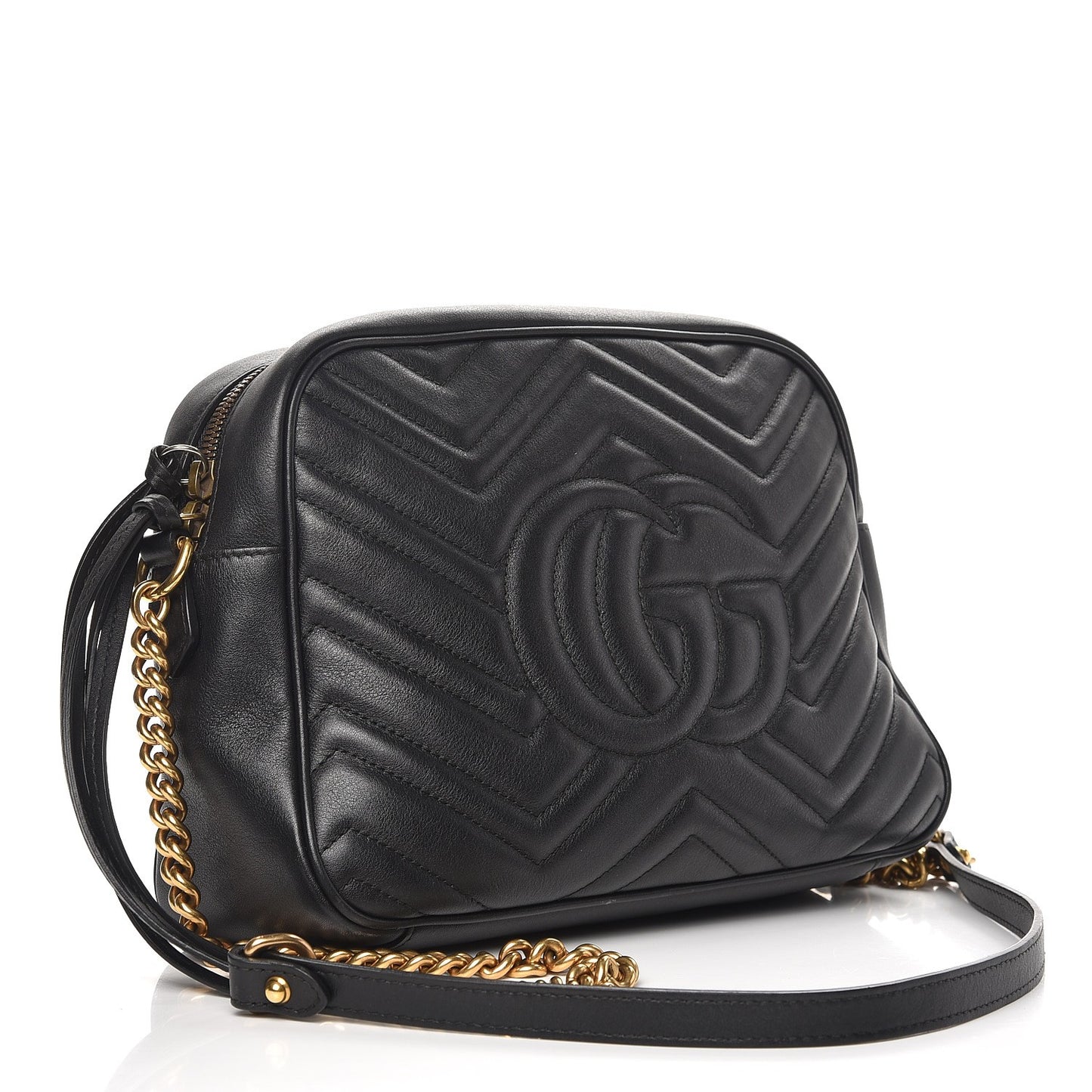 Calfskin Matelasse Medium GG Marmont Chain Shoulder Bag Black