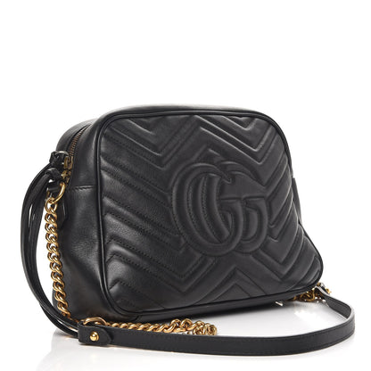 Gucci Calfskin Matelasse Medium GG Marmont Chain Shoulder Bag Black 3 of 11