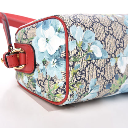 Gucci GG Supreme Monogram Blooms Mini Boston Navy Blue Hibiscus 5 of 11