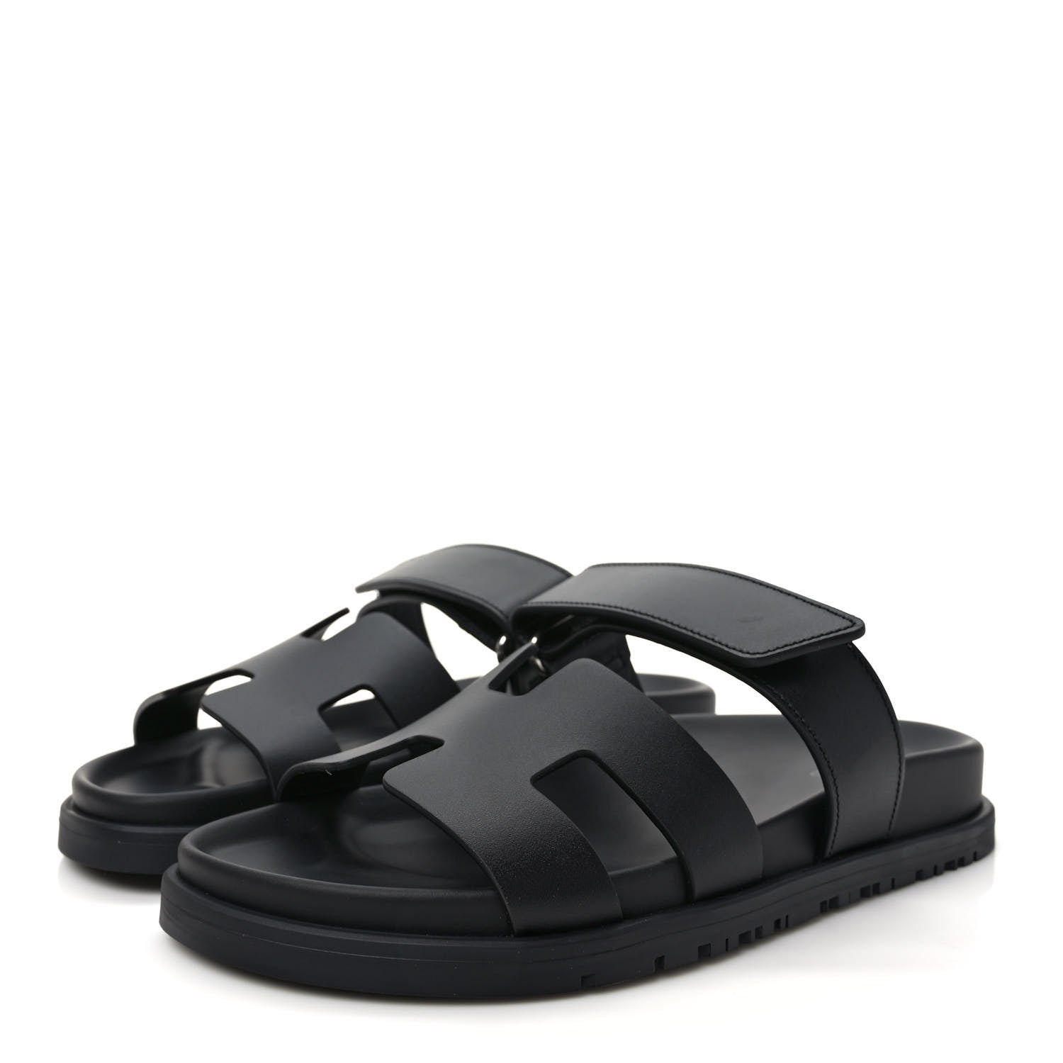 Hermes Calfskin Womens Chypre Sandals 36.5 Black 3 of 9