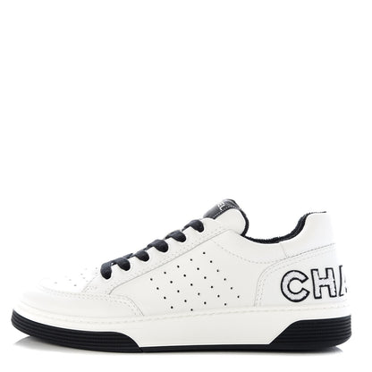 Chanel Calfskin Womens Logo Sneakers 41 Black White 1 of 10