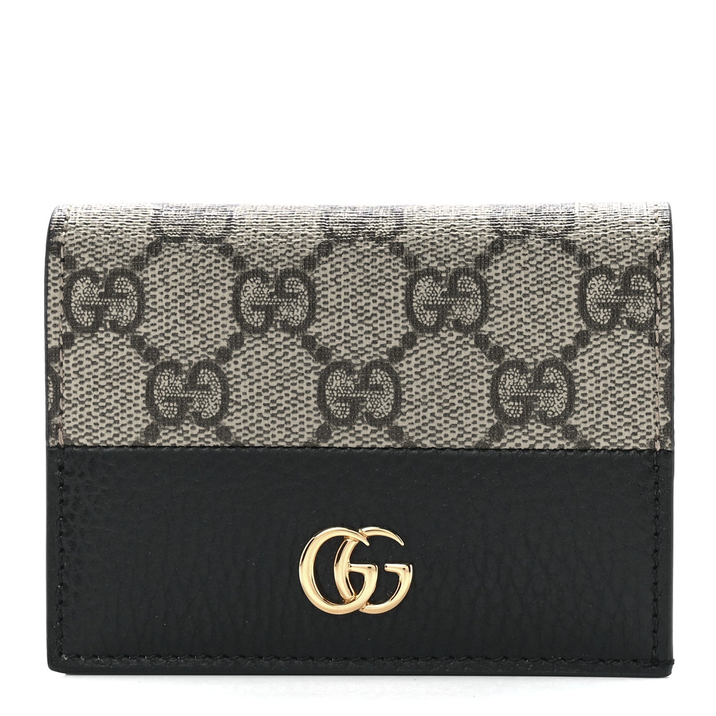 Dollar Calfskin GG Supreme Monogram GG Marmont Card Case Black Beige Ebony