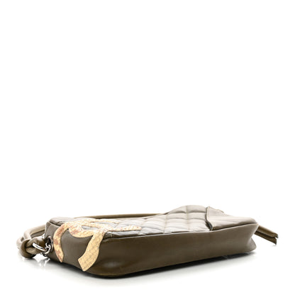 Chanel Calfskin Python Quilted Cambon CC Pochette Khaki 4 of 12