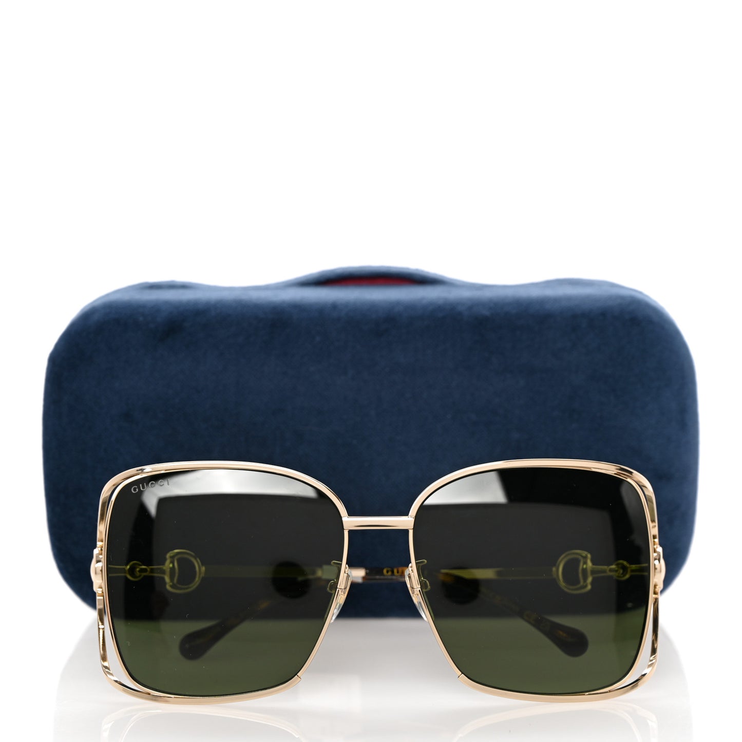 Horsebit Square Frame Sunglasses GG1020S Gold Green