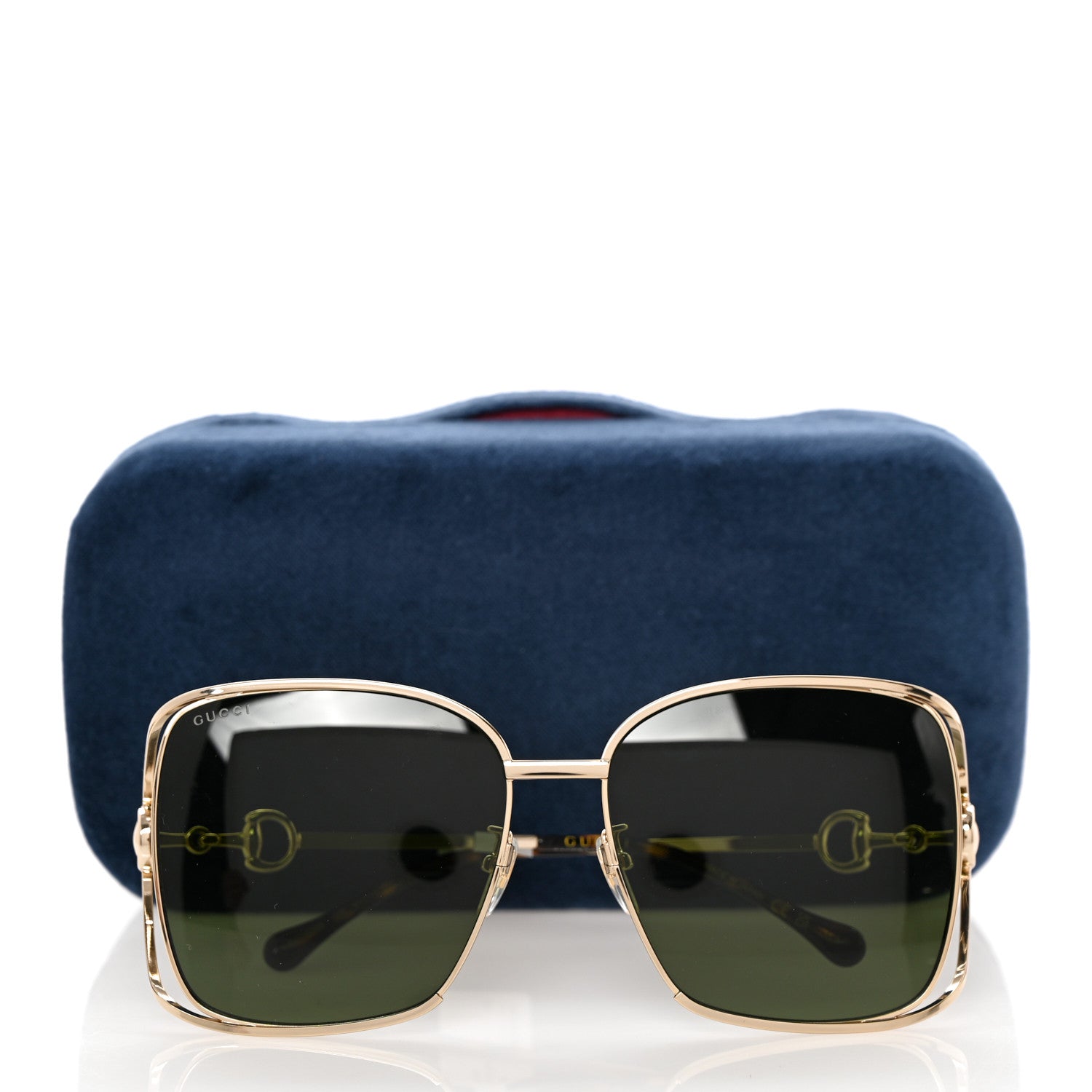Gucci Horsebit Square Frame Sunglasses GG1020S Gold Green 9 of 9