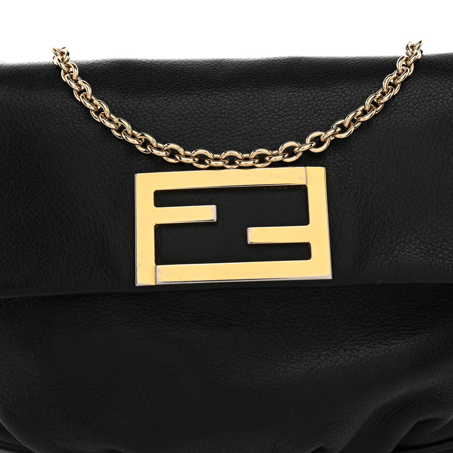 Fendi Vitello Flamingo Fendista Pouchette Crossbody Black 8 of 10