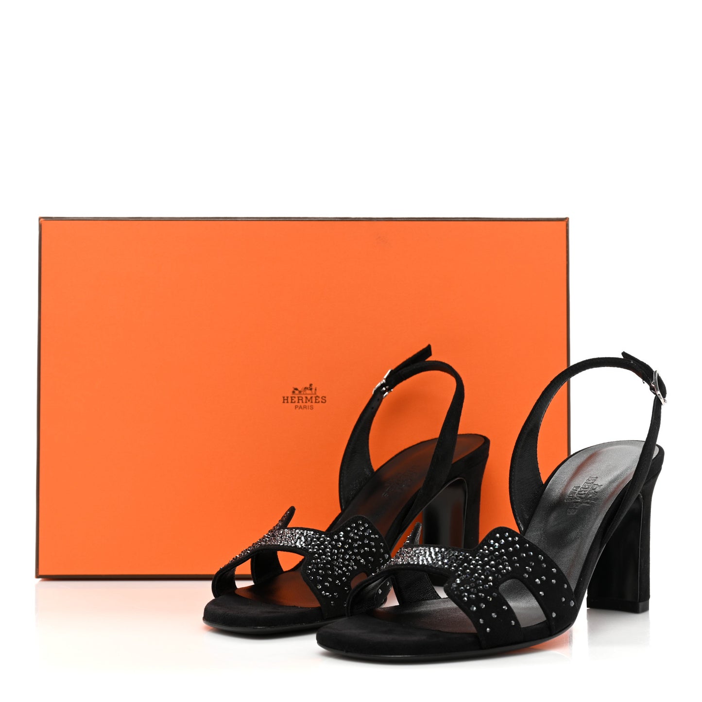 Suede Goatskin Crystal Eternite 80 Sandal 35.5 Black