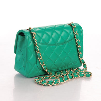 Chanel Lambskin Quilted Mini Rectangular Flap Green 3 of 7