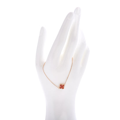 Van Cleef & Arpels 18K Rose Gold Carnelian Sweet Alhambra Bracelet 2 of 5