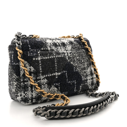 Chanel Tweed Quilted Medium Chanel 19 Flap Black White 3 of 12