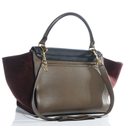 Celine Calfskin and Suede Small Tri-Color Trapeze Black 3 of 11