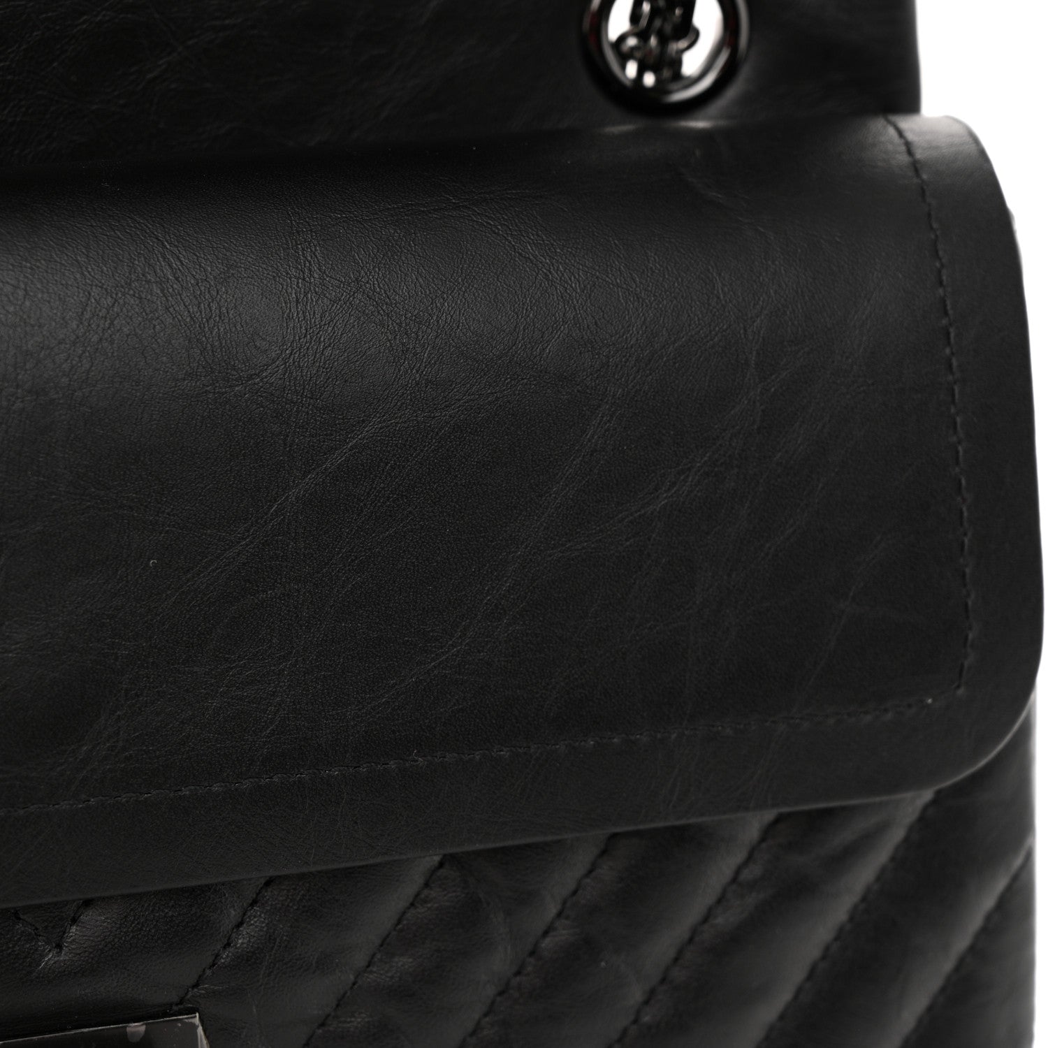 Chanel Aged Calfskin Chevron Quilted 2.55 Reissue 225 Flap So Black 12 of 15