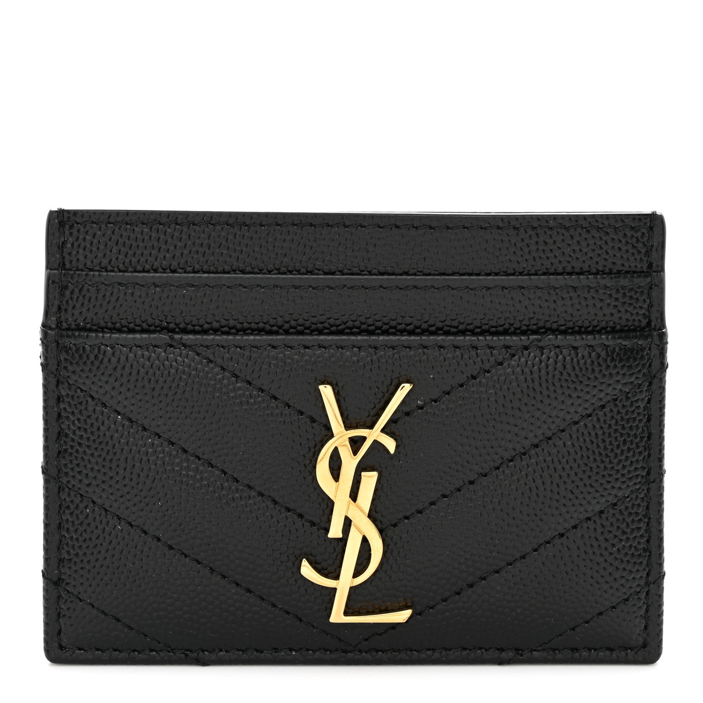 Grain De Poudre Matelasse Chevron Monogram Credit Card Case Black